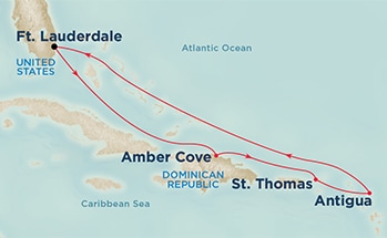7-Day Eastern Caribbean with Puerto Rico Holiday Itinerary Map